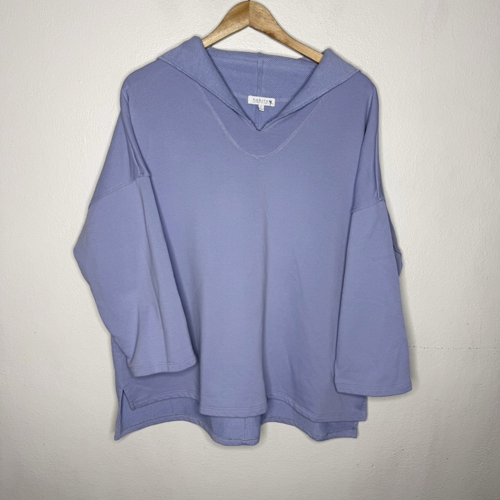 Habitat Blue Boxy V-Neck‎ Sweatshirt Casual Loungewear Pullover Womens XL